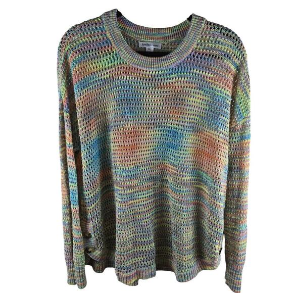 John Paul Richard Sweater XL Pullover Colorful Pride Open Knit Rainbow Acrylic - Picture 6 of 16
